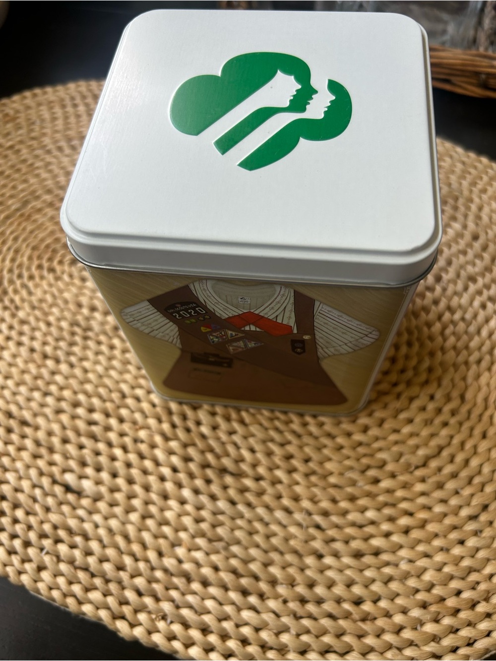 Green & White Metal Keepsake Tin